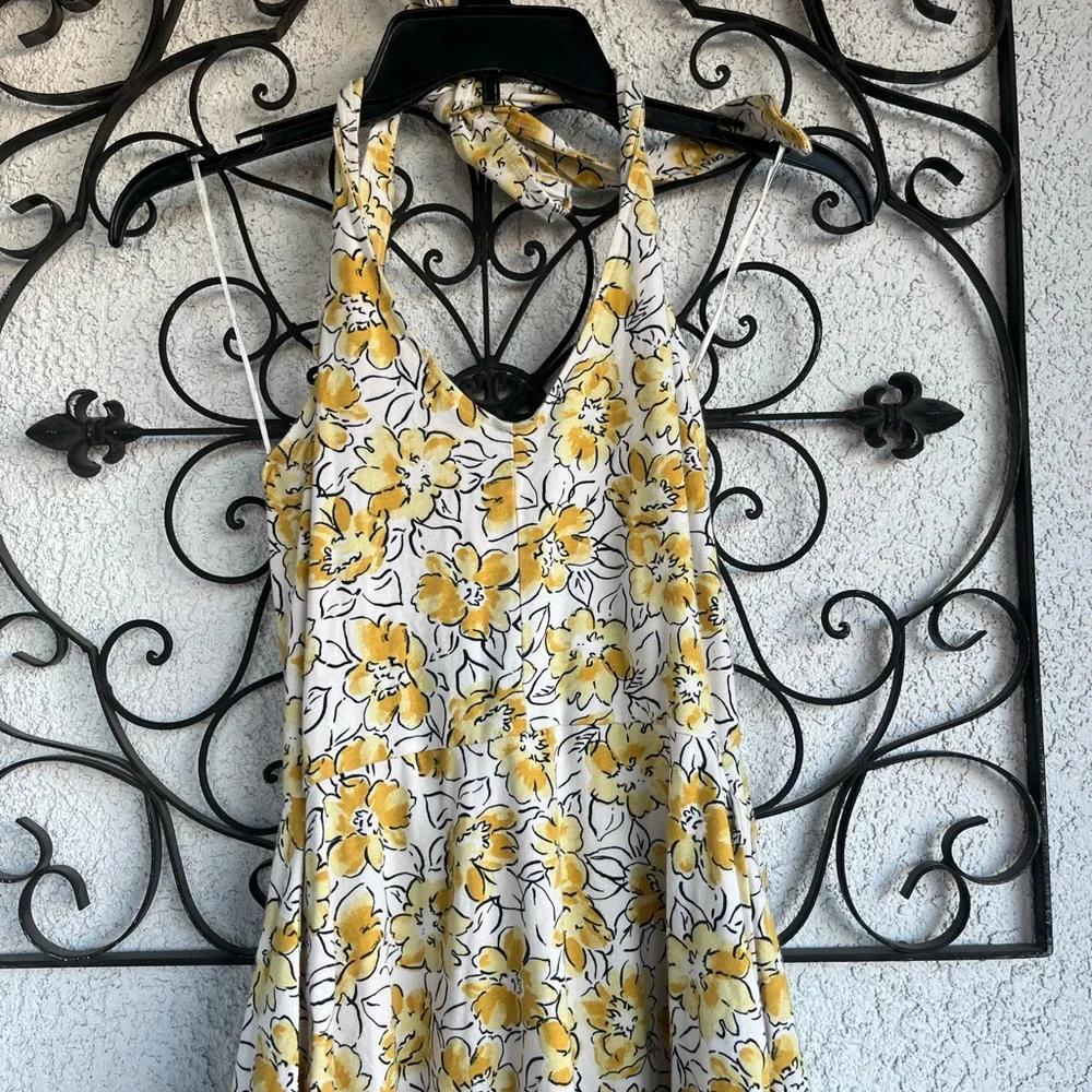 Pact Reverie Yellow Floral halter dress - Picture 3 of 6